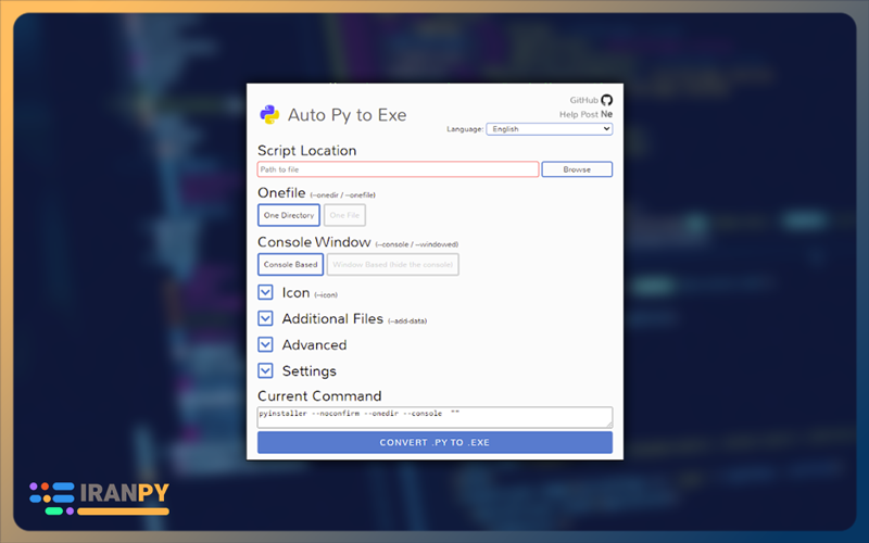 آموزش تبدیل فایل پایتون به exe با Auto Py to exe